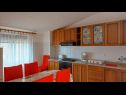 Apartmaji Jase - 30 m from beach : SA1-crvena kuhinja(2), A2(4), SA3(2+1), SA4-bijela kuhinja(2) Lukovo Šugarje - Riviera Senj  - Apartma - A2(4): kuhinja in jedilnica